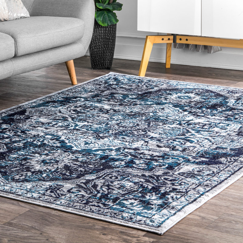 Bungalow Rose Doron Oriental Blue Area Rug & Reviews Wayfair